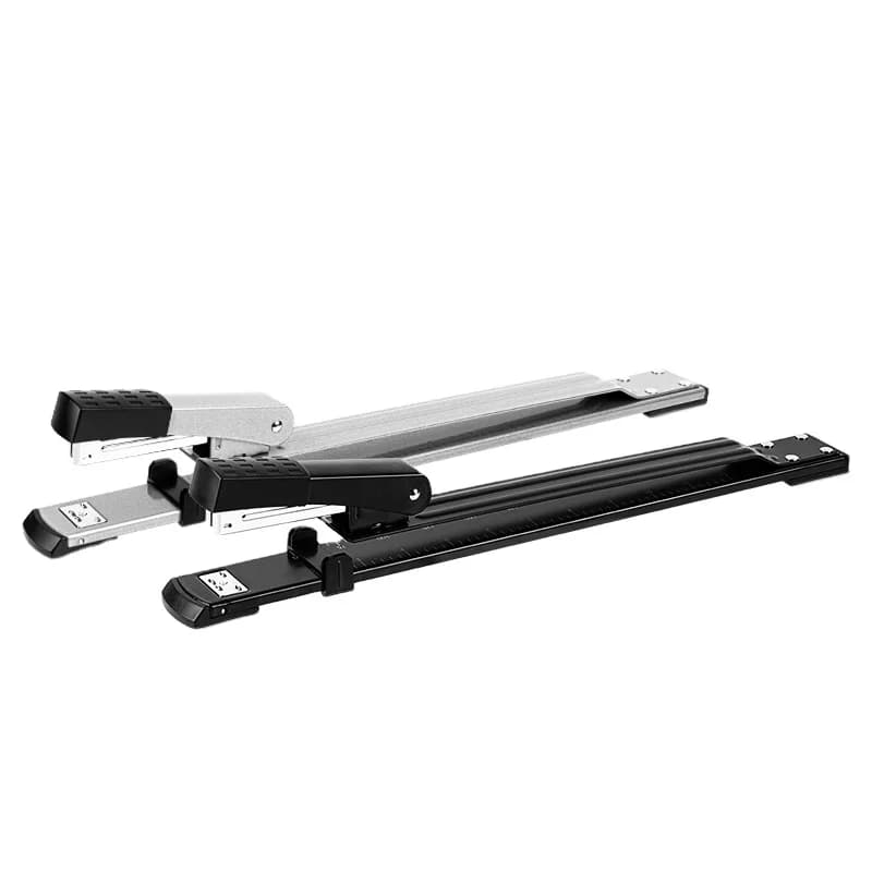 Deli 0334 Cucitrice multifunzione per ufficio aziendale con braccio esteso Potenza manuale in metallo nero grigio 36 pezzi per set di cartone