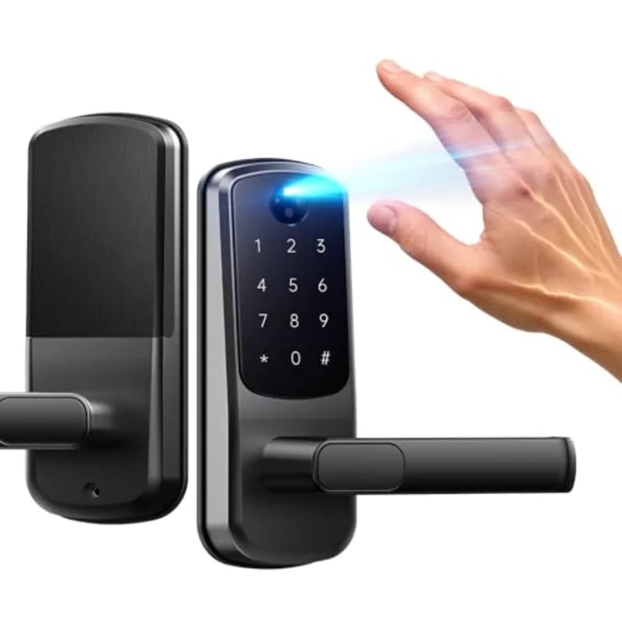 Serratura Intelligente con Riconoscimento delle Vene Palmari, Ingresso Senza Chiave con Maniglia per Porta d'Ingresso, Blocco Automatico, Tastiera Retroilluminata
