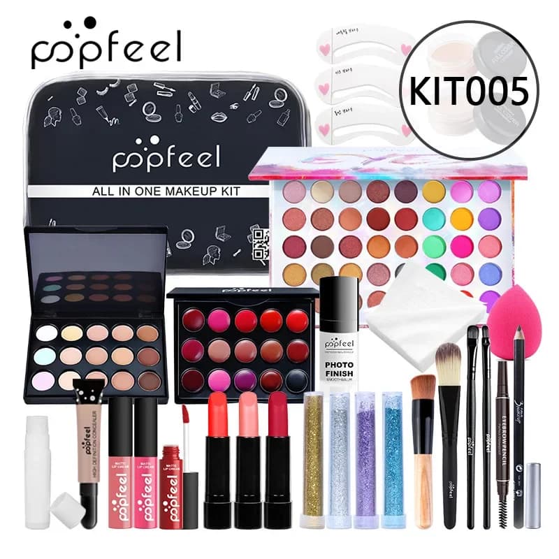 Set per il trucco Ombretto Rossetto Correttore per sopracciglia Pennello per cipria Kit completo per trucco per donne Set completo per studenti principianti