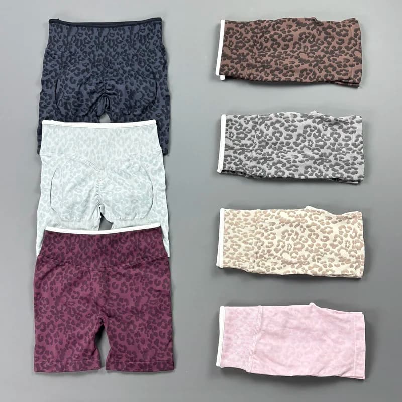 Gym Leopard Print Sports Shorts Women Seamless Hip Lifting Breathable Workout Pants Running Fitness Yoga Quick Dry Cycling Wear