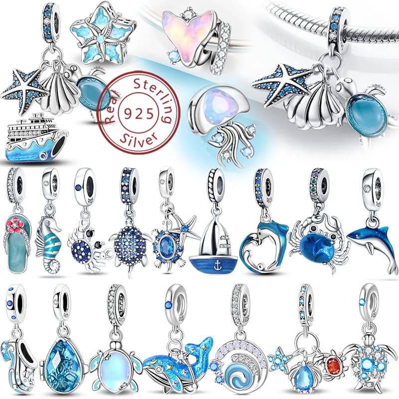 Oceano Alla Moda 925 Argento Delfino Granchio Barca Spiaggia Pendenti e Ciondoli Perline Misura 3mm Braccialetti Originali FAI DA TE Penetico Gioielleria Raffinata Che Fanno Regali