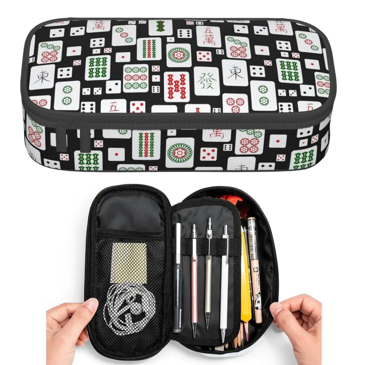Mahjong Tiles Gioco Dadi Astucci per matite per studenti Scatola per penne scolastiche Astuccio per matite Astuccio per matite di grande capacità Portapenne