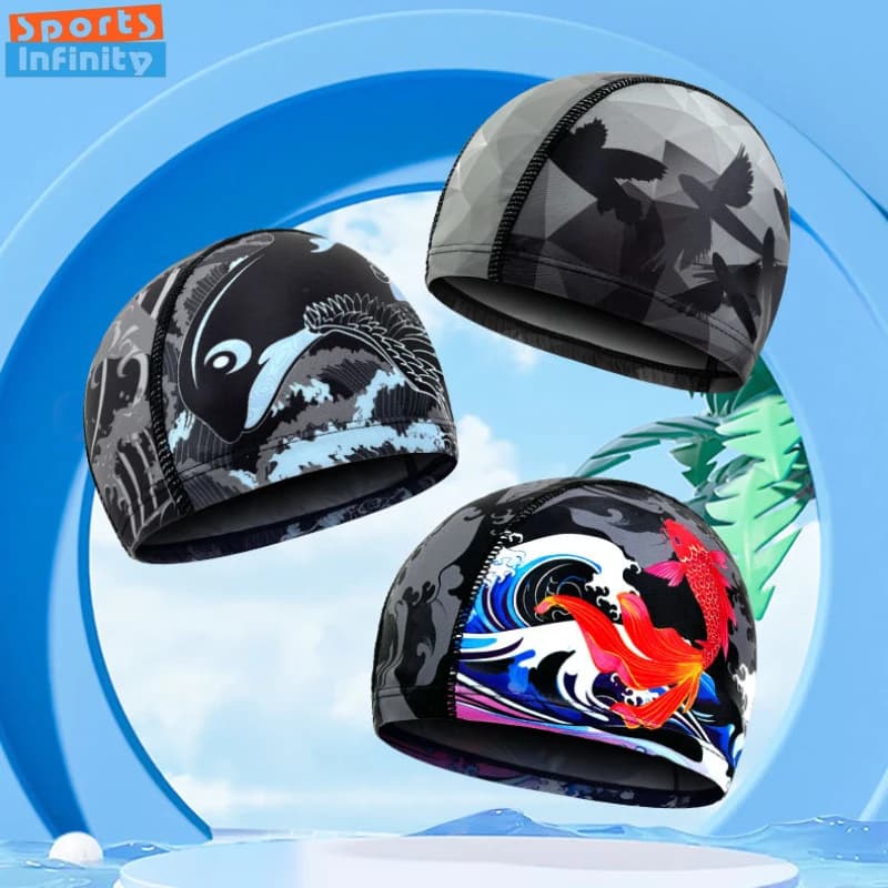 Cuffia da nuoto per adulti alla moda Cuffia da nuoto unisex stampata con fiamma Cuffia da nuoto comoda in tessuto antiscivolo Accessori per il nuoto