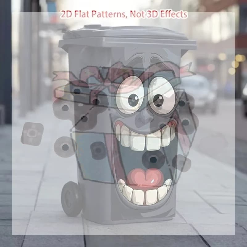 【CC】2D Flat Interesting "Big Mouth Cartoon Face" Trash Can Sticker Wall Sticker, Removable Self-Adhesive Outdoor Tras
