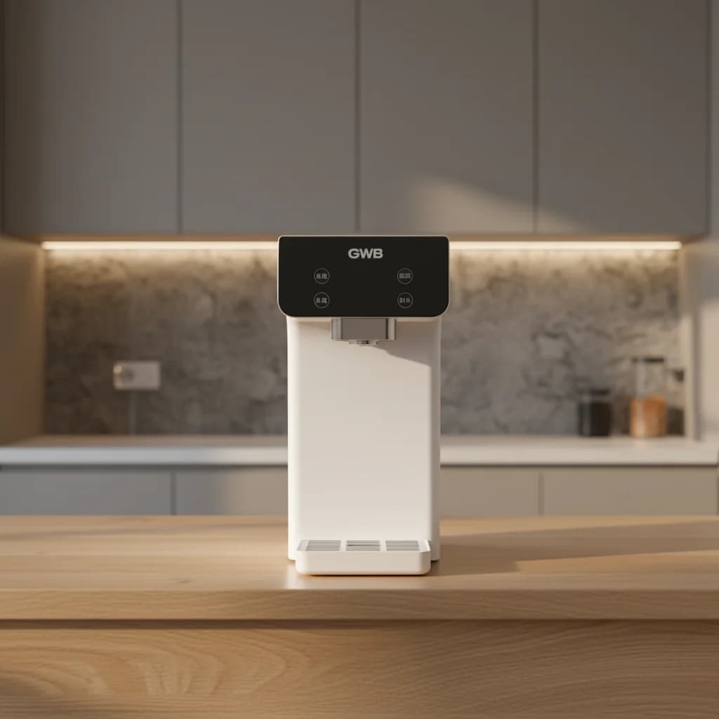 Dispenser d'Acqua Elettrico GWB Caldo/Freddo Portatile Ecologico in Plastica per Casa e Hotel con Purificatore e Blocco di Sicurezza Intelligente