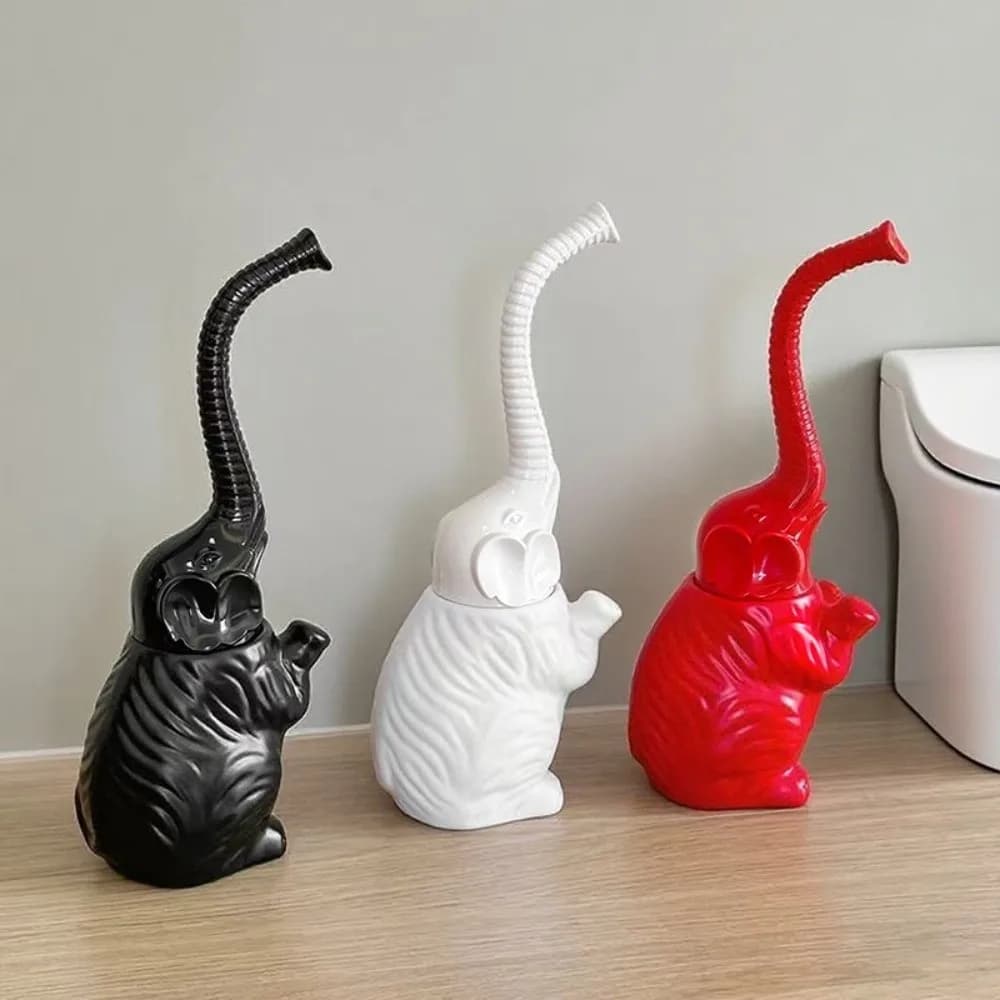 Scopino e supporto per WC con manico lungo, salvaspazio, simpatico cartone animato, arredamento per il bagno, moda moderna, scopino per WC con elefante