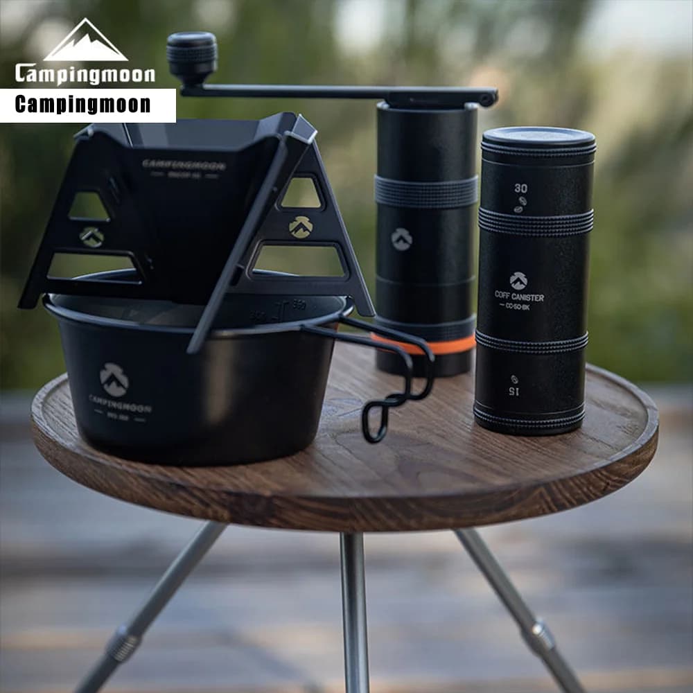 Set Caffè CC-115-BK CC-51-BK - Macinacaffè Portatile in Lega di Alluminio con Contenitore Sigillato per Chicchi di Caffè Anneriti