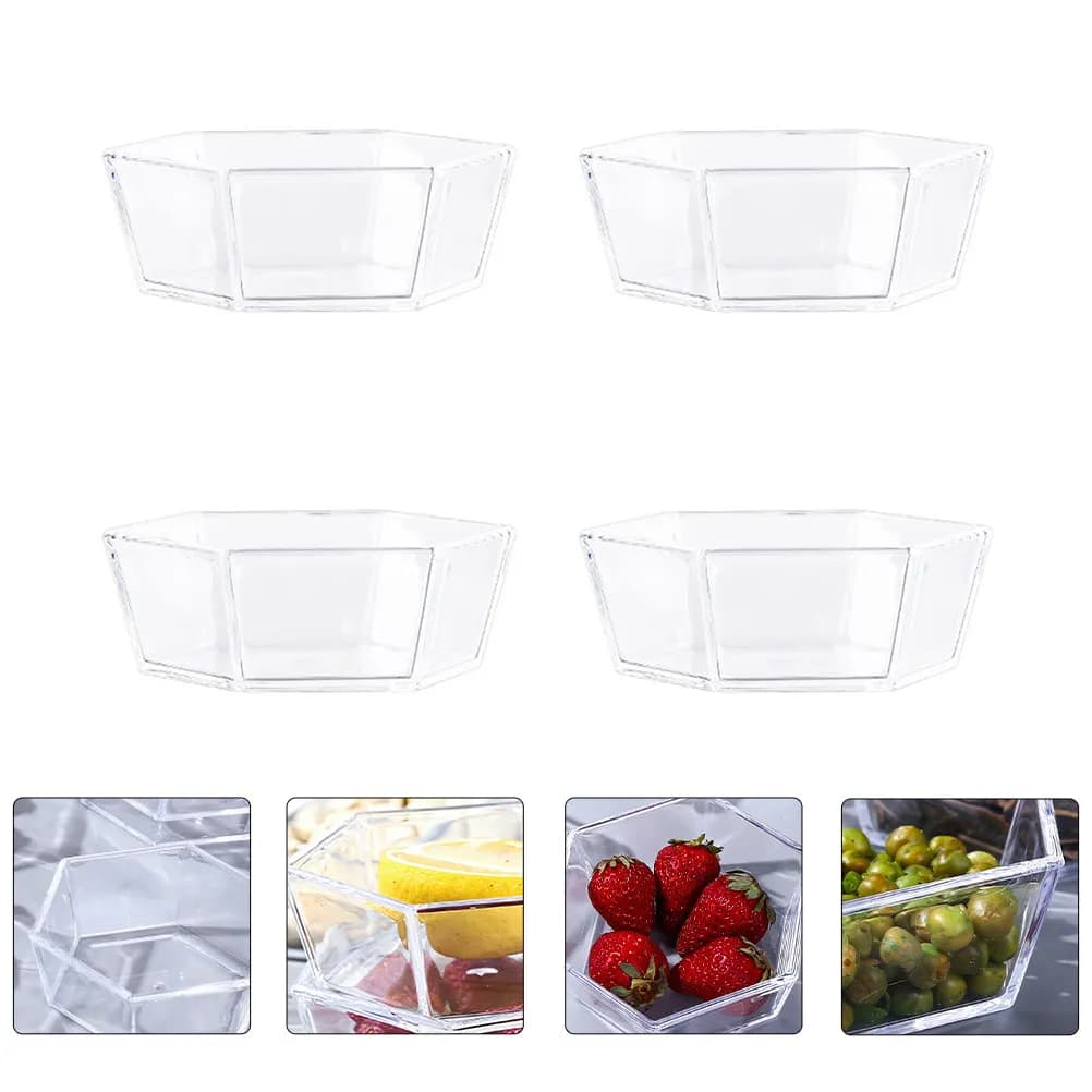 Set di 4 Piatti Trasparenti in Acrilico per Frutta, Snack, Caramelle e Pasticceria, Accessorio Decorativo Moderno per Cucina