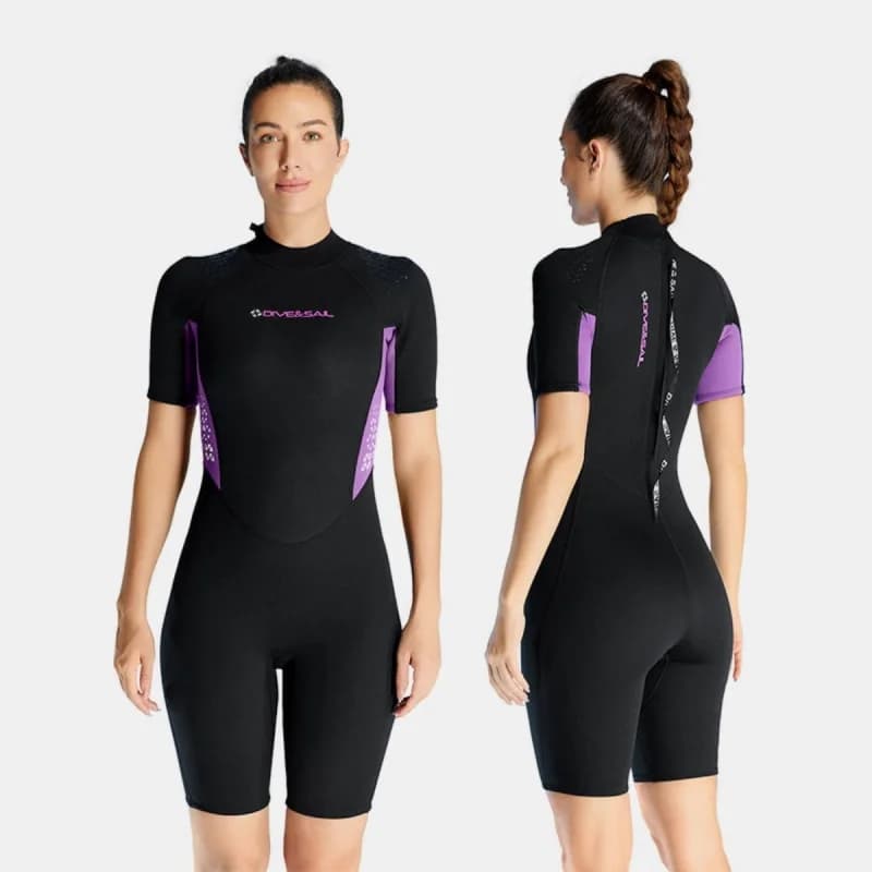 1.5mm Women's Mute with neoprene back zipper, short diving suit, surfing, snorkeling, apnea and swimming
