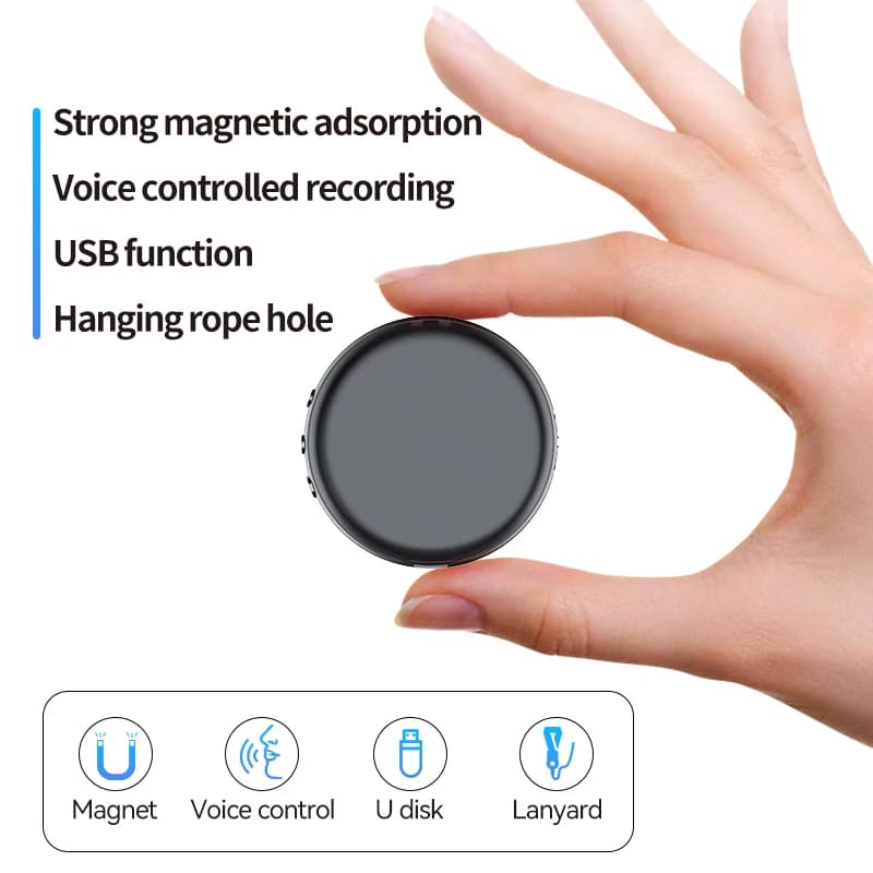 Registratore Vocale Digitale da 64GB con 100 Ore di Autonomia, Attivazione Magnetica, USB Flash Drive, Dittafono HD con Riduzione del Rumore, Registrazione Audio e Lettore MP3