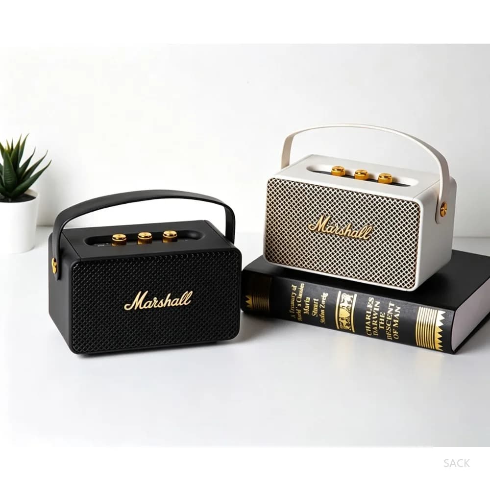 Altoparlante Bluetooth Portatile Marshall Retro, Subwoofer Stereo per Esterni, Bassi Profondi con Diaframma per Bassi, Supporto USB e AUX