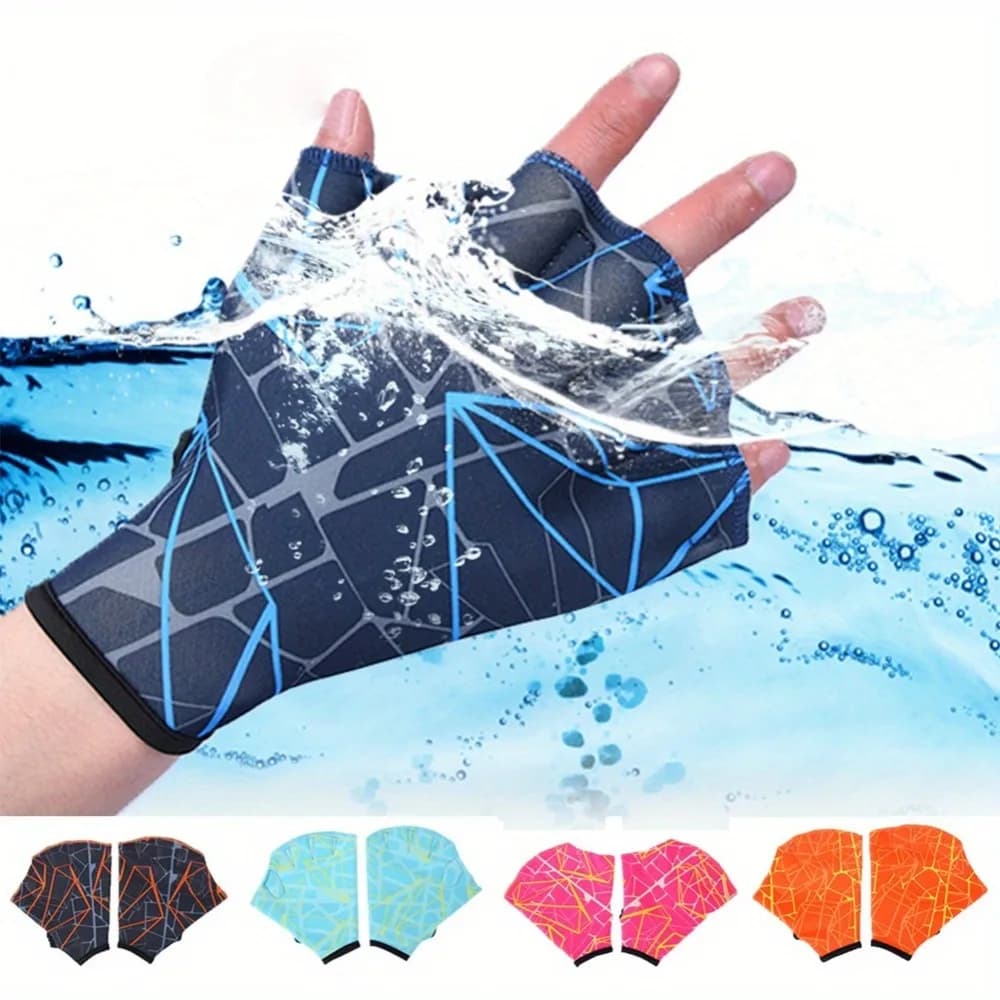 1 paio di guanti da nuoto con palmo a rete per allenamento di resistenza, attrezzatura fitness acquatica, snorkeling/surf/guanti da allenamento per nuoto per adulti, uomini e donne