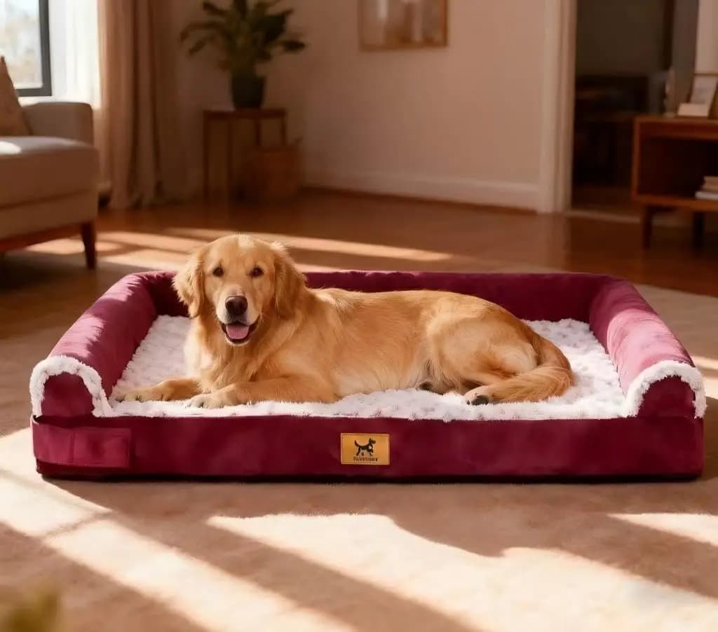 Cuccia Ortopedica XL per Cani - Divano in Schiuma Traspirante a Nido d'Ape con Cuscino di Supporto, Rivestimento Impermeabile e Velluto Rosa Lavabile