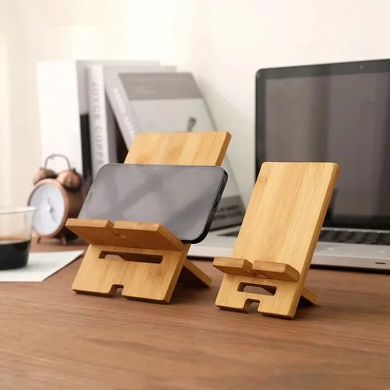 Wooden Desktop Phone Holder Practical Bamboo Smartphone Charging Stand Creative Lazy Multi-functional Stand Tablet Stand 2026