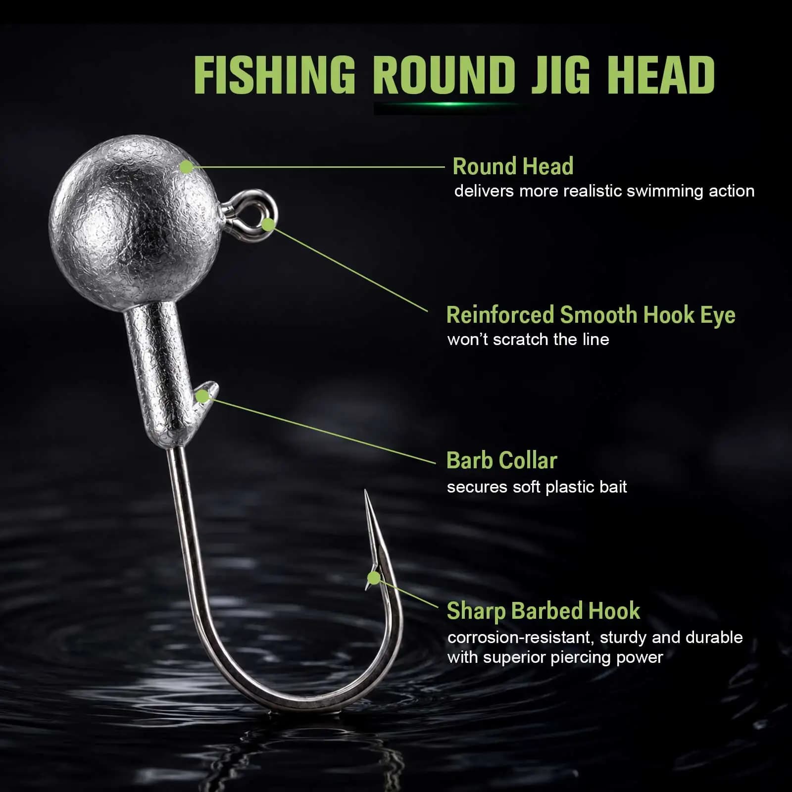 Hot Sale 65/80pcs Jig Head Hooks Assorted Portable Tackle Box Value Pack Barbed Hooks for Soft Lure Freshwater Saltwater Fishing
