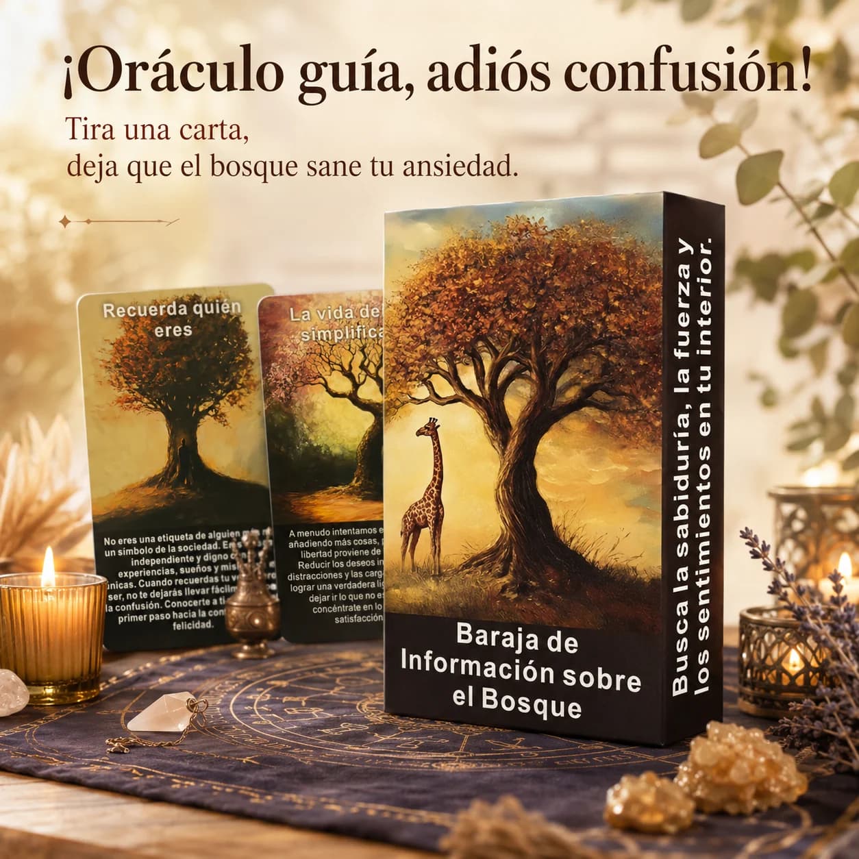 56 Carte Oracolo Spagnole, Serie Tarocchi, Messaggi Curativi della Foresta Misteriosa, Carte per la Guida dell'Anima e il Comfort Emotivo