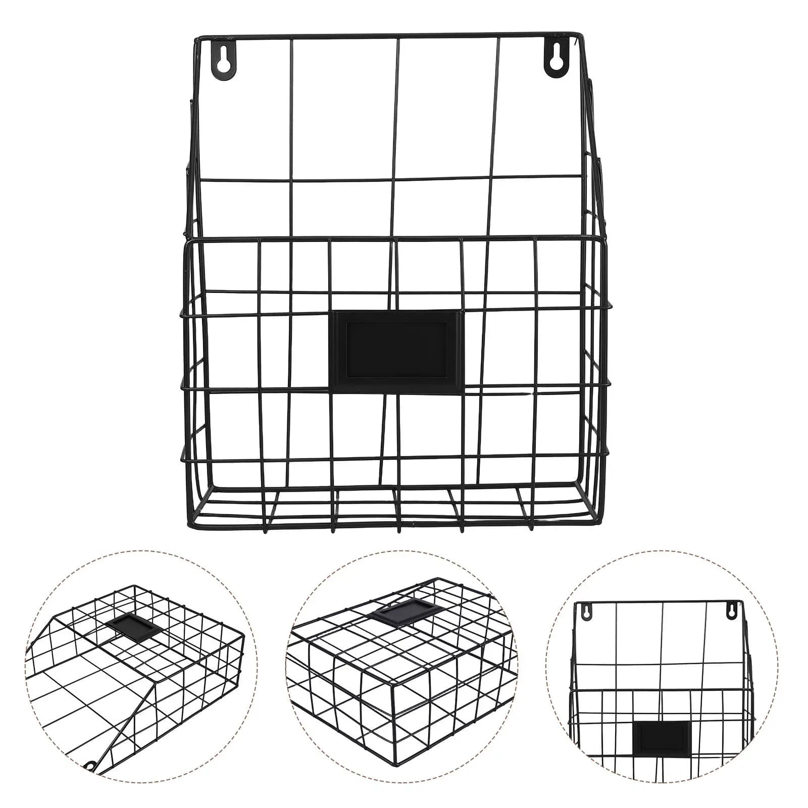 Organizer da Scrivania in Ferro Battuto Stile Nordico per Lettere, File, Riviste, Libri, Porta Documenti, Accessori per Ufficio, Nero