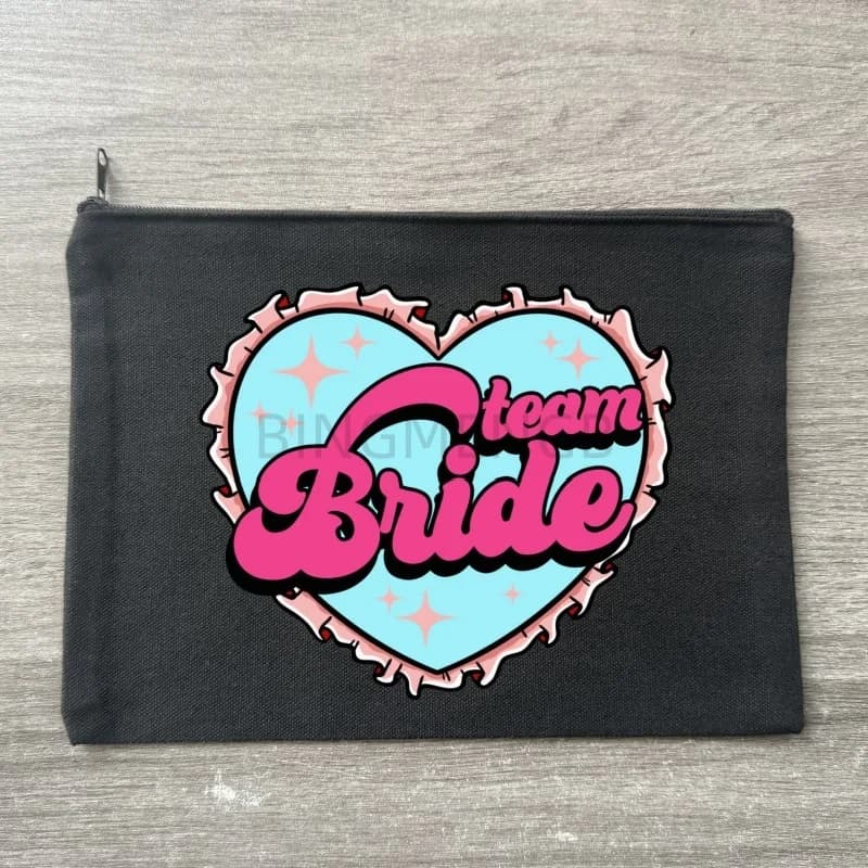 Borsa da viaggio per trucco con stampa per damigelle, decorazione per matrimonio, addio al nubilato, sposa, futura sposa, lettera per la sposa