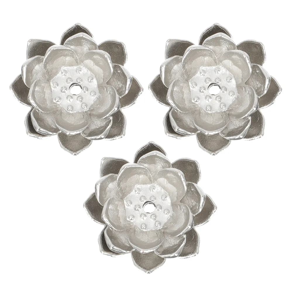 Set di 3 Bruciatori di Incenso a Forma di Loto, Finitura in Rame Dorato, Decorazione Spirituale, Porta Incenso per Resina di Franchincenso