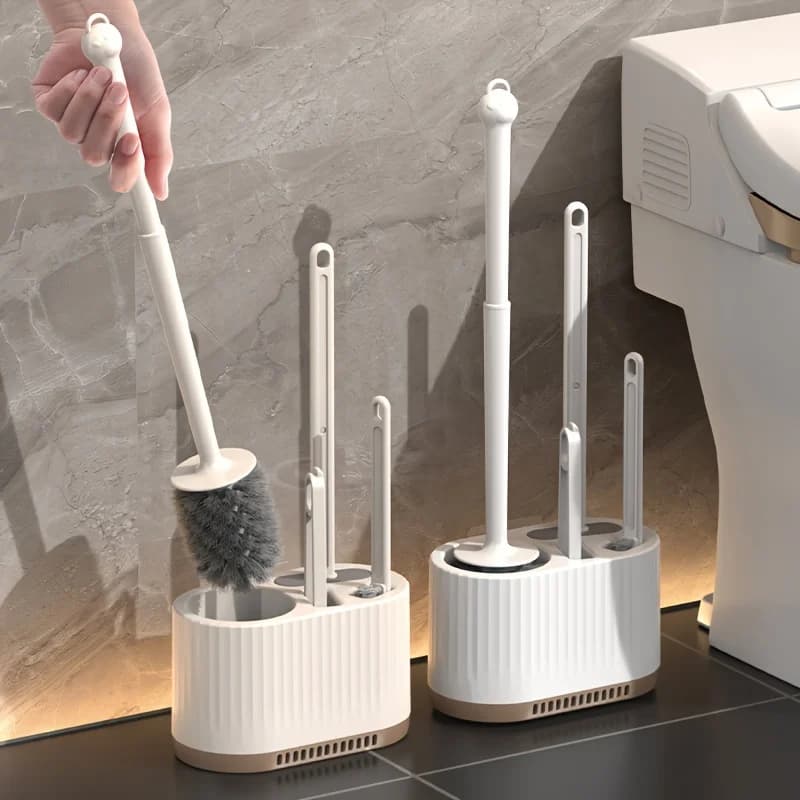 Set of 4 Toilet Brushes with Wall Mount, Bathroom Cleaning Kit from Luxurious Design