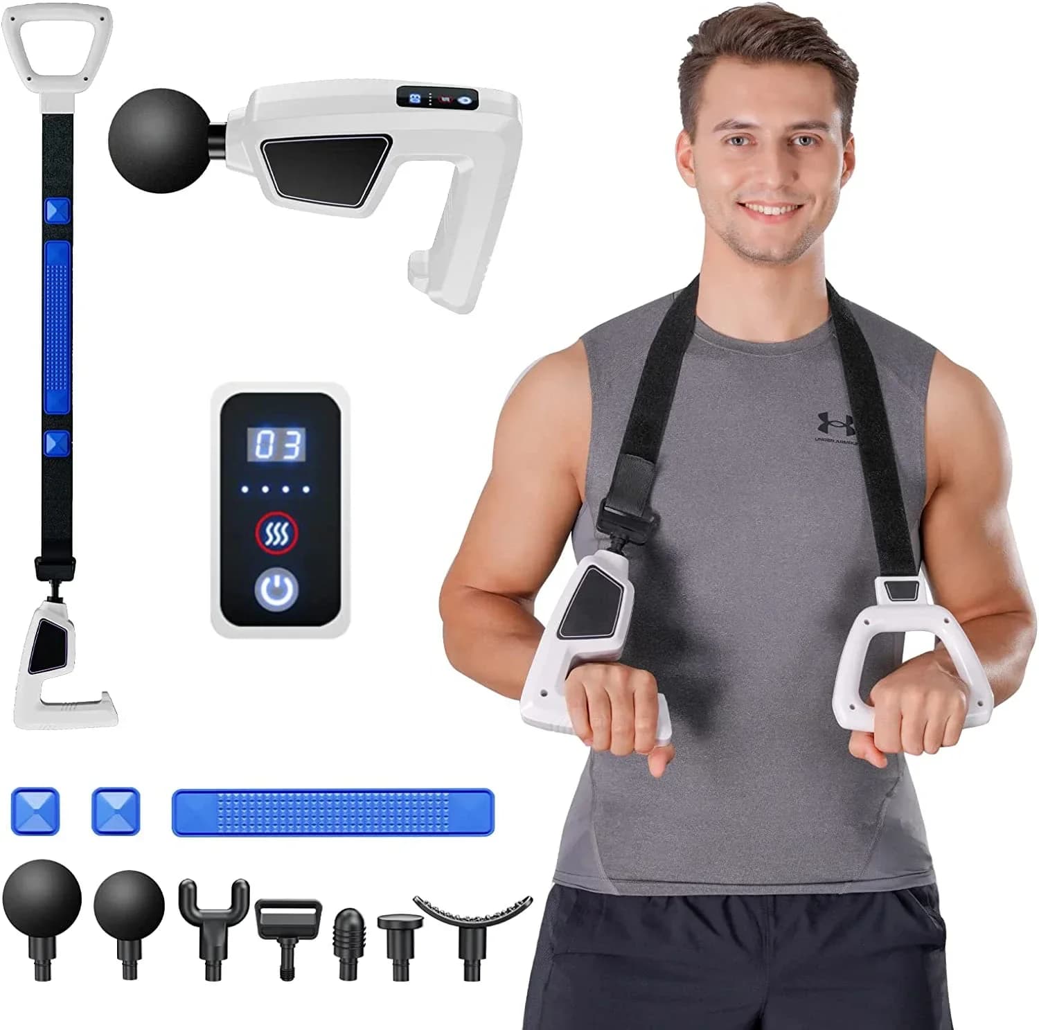 Powerful muscle massage gun with belt