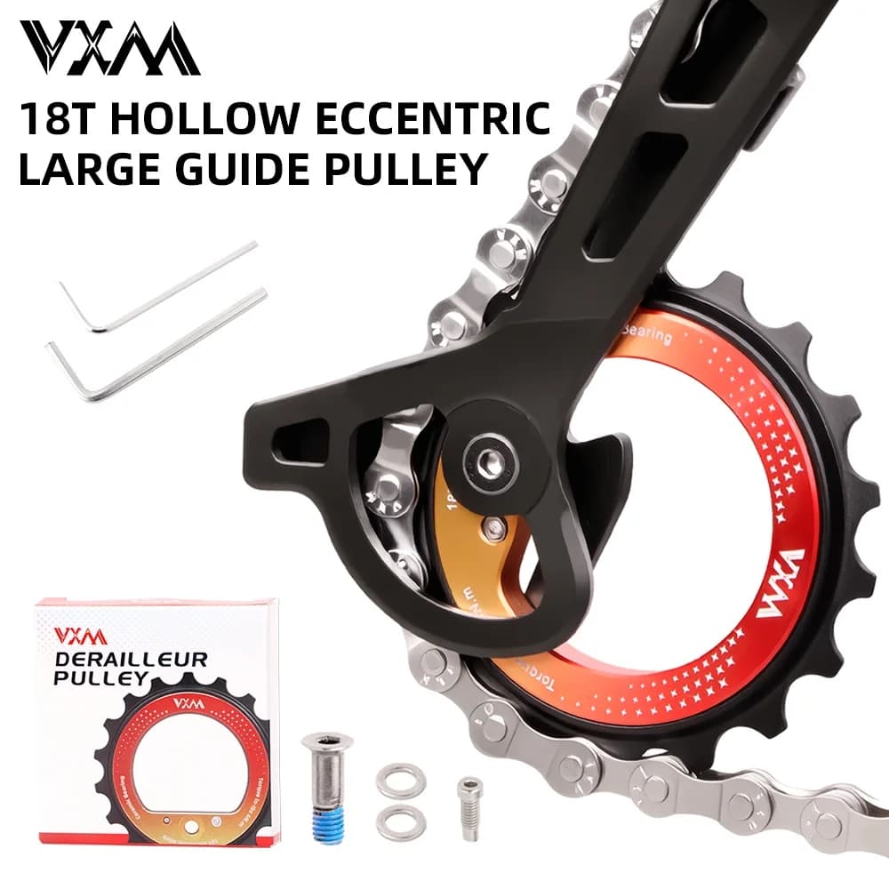 2 PCS Aluminum alloy Rear dial hollow eccentric large guide wheel 18T ceramic hollow bearing DIY bicycle R8000/7000 accessories