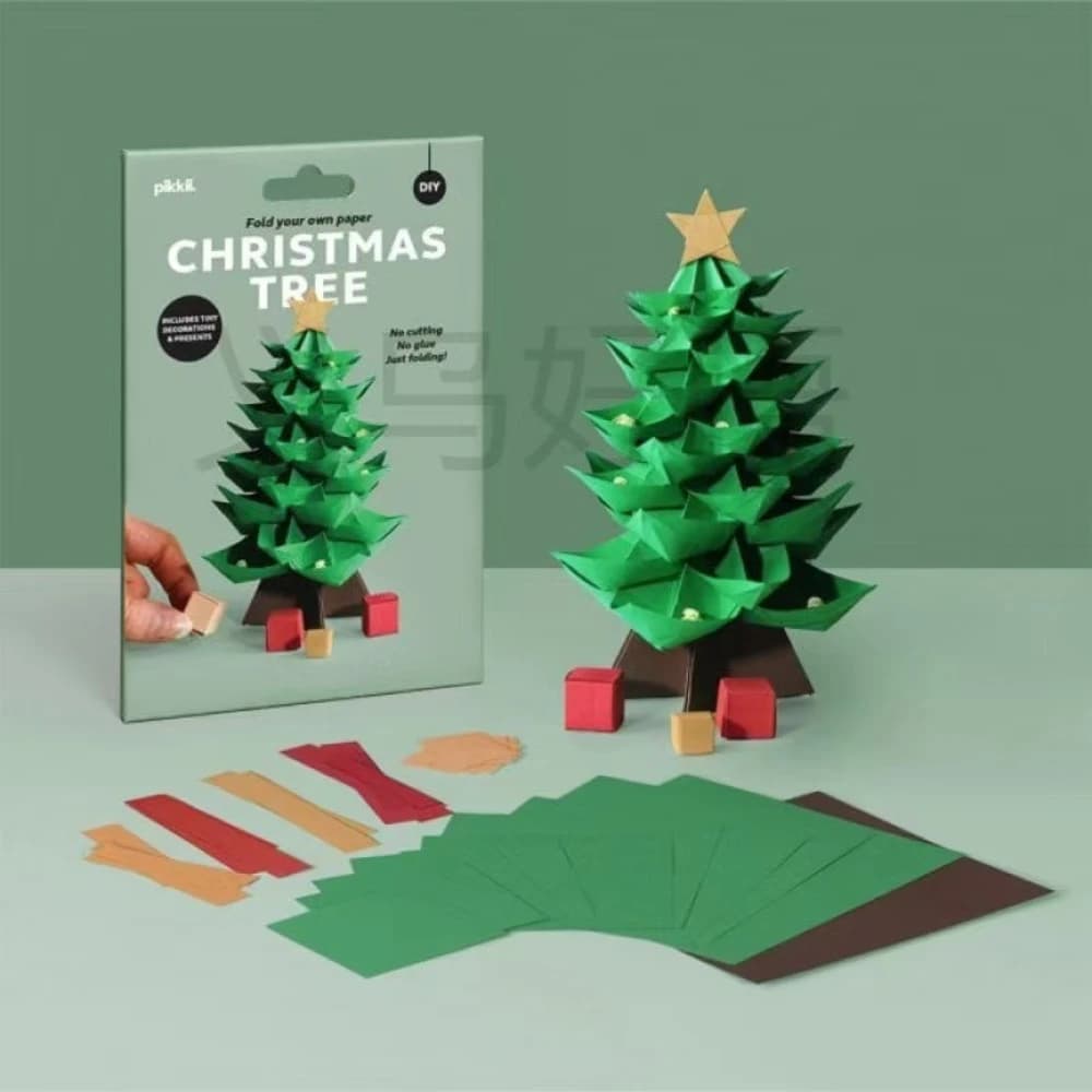 DIY Christmas Tree Origami Set Decorations Handmade Paper Craft Set Holiday Decoration Gift for Home Desktop Table Ornament