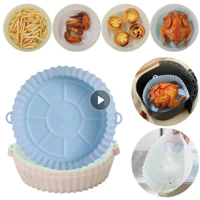 Air Fryers Oven Baking Machines Reusable Fry Poultry Fry Basket Zerbino AirFryer Silicone Brush Round Replacement Grill Pan Accessories