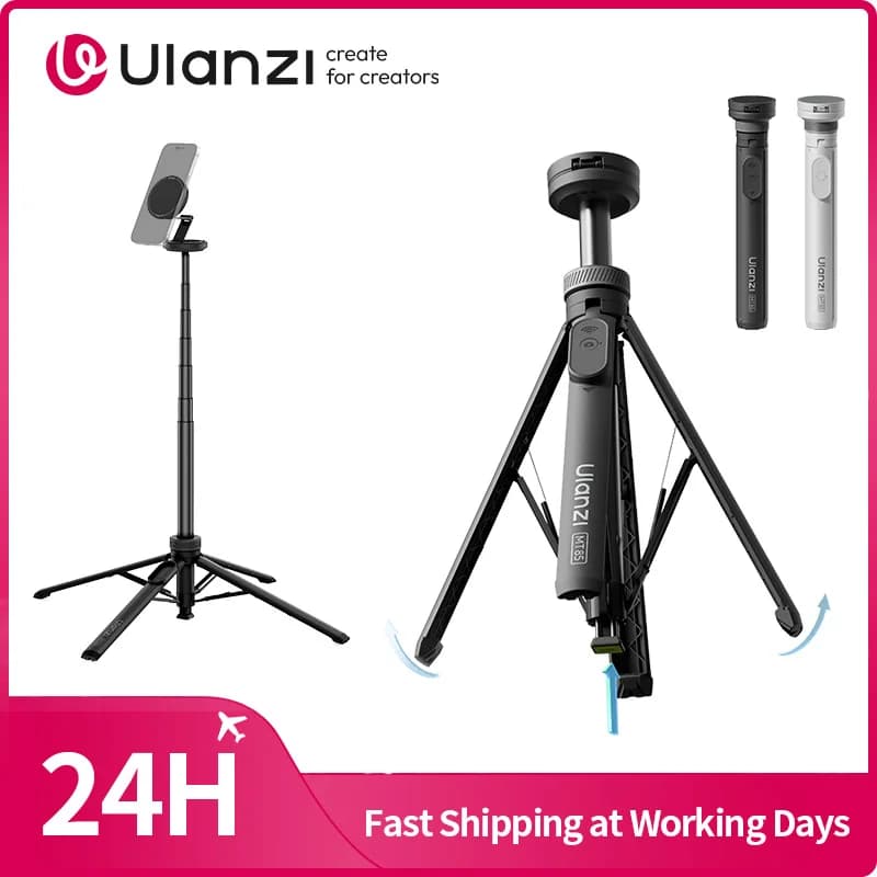 Ulanzi MT-85 Treppiede Pop-Up Automatico per Telefono, Supporto MagSafe e Asta Selfie per iPhone 17 16 15, Supporto da Terra per Vlog e Viaggi all'Aperto