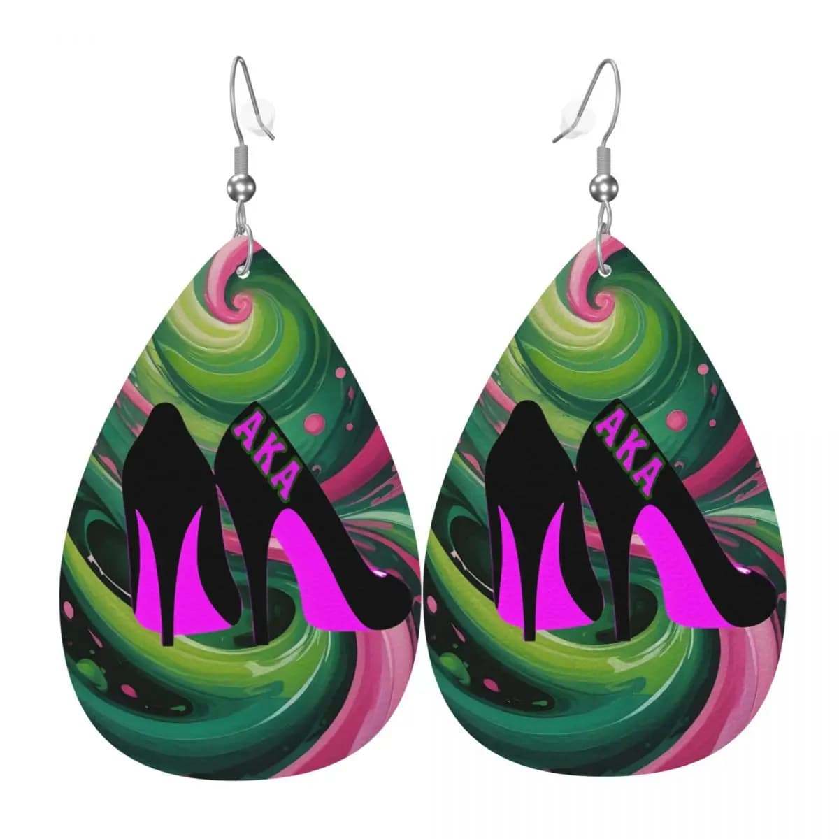 Orecchini a goccia in pelle personalizzati AKA Sorority Moda per accessori di gioielli da donna per San Valentino