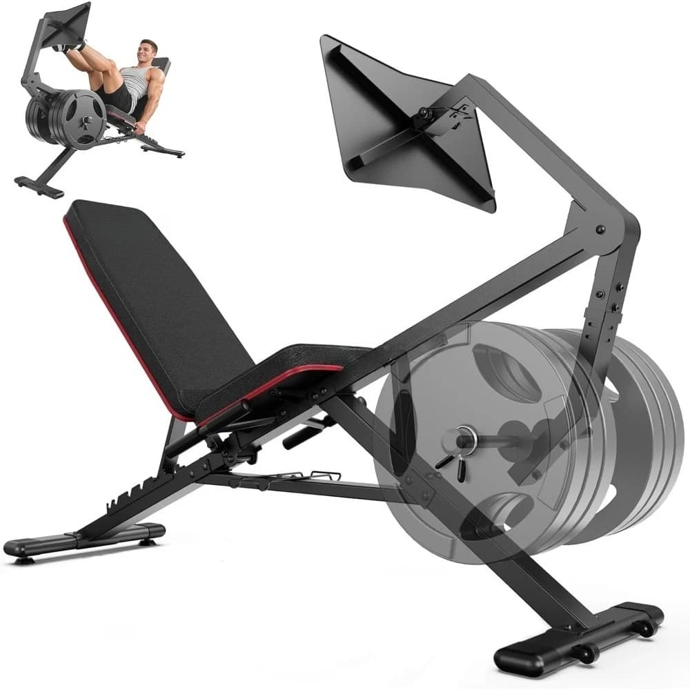 Compact multifunctional bench for home training with leg press, leg extension and adjustable pogambe plate, shipment from USA