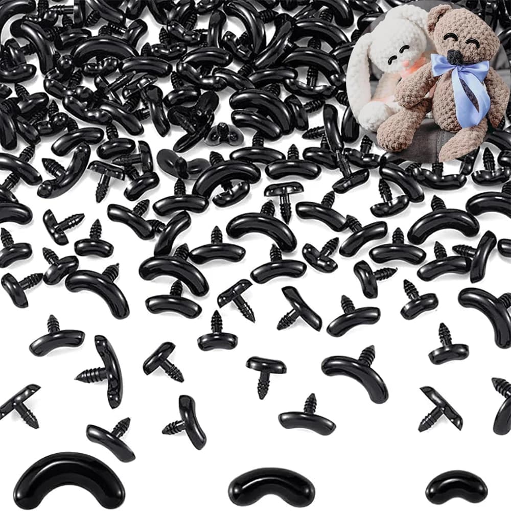 20/60pcs Plastica Nera Sorriso di Sicurezza Occhi Artigianato Orso Animale Bambole FAI DA TE Burattino Naso Accessori Farcito Mestiere di Sicurezza Sopracciglia Giocattolo