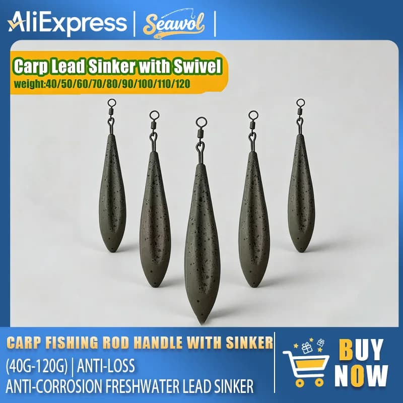 3 Piece Heavy Duty Carp Fishing Grips (40 g-120 g) | Anti-loss secure hook, corrosion-resistant lead weights for fresh water