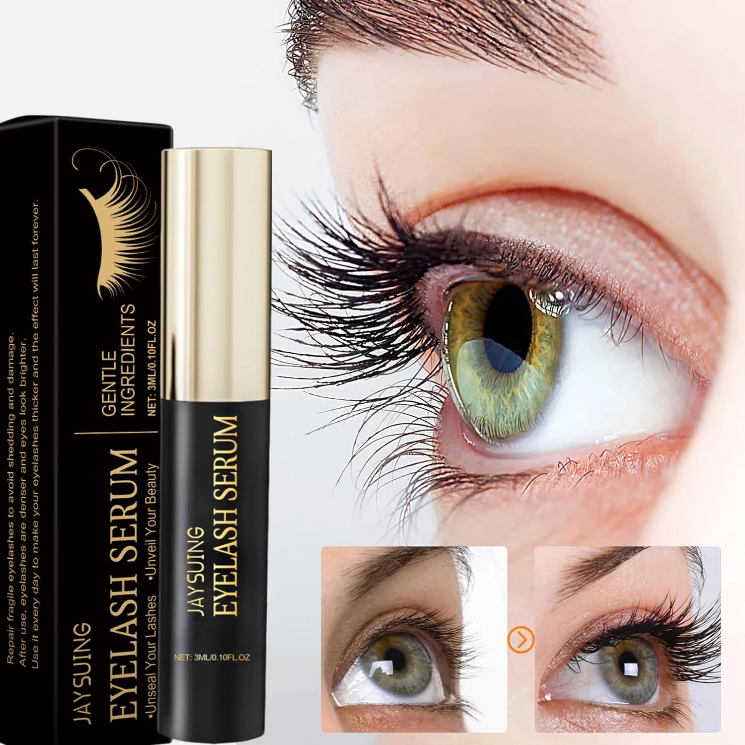 Serum for Natural Eye Growth, Treatment for Longer Eyelashes, Foils and Curves, Products for Eye Care and Makeup