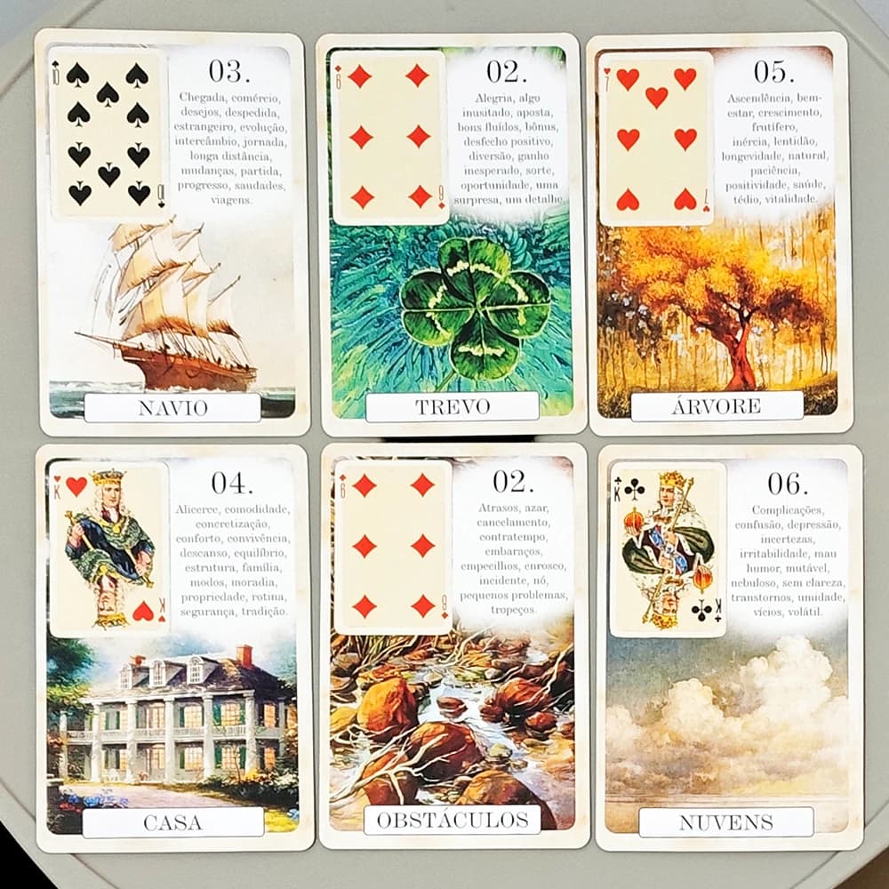 Carte da Divinazione Stile Vintage 9*6cm 37 Carte - Edizione Classica Portoghese, Cartoncino a Doppio Rilievo, Mazzo Classico Lenormand