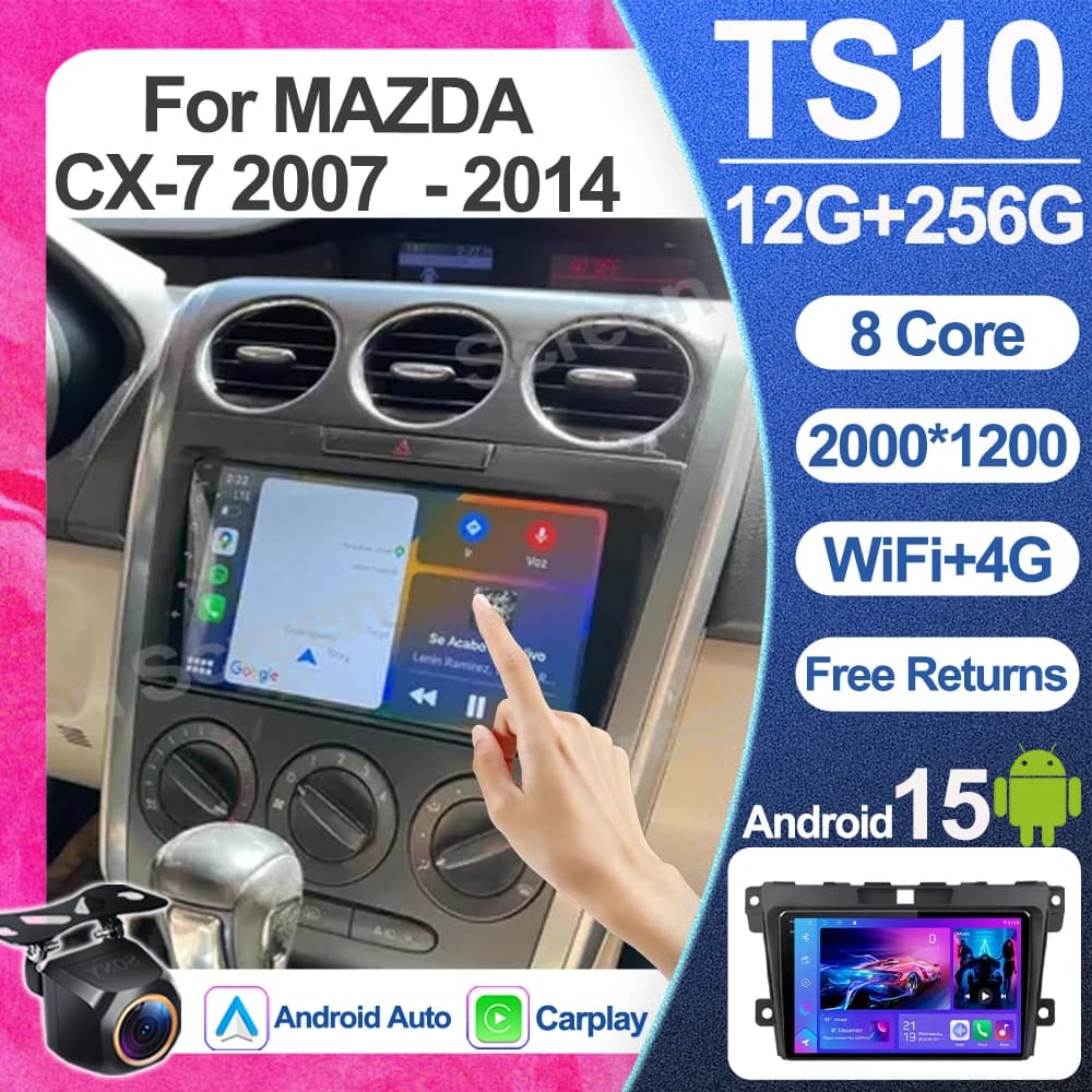 Carplay Android 16 Auto Radio For Mazda Cx-7 2007 2008 2009 2010 - 2014 Car Multimedia Video Wifi Player Gps 2din Bt Auto Dsp