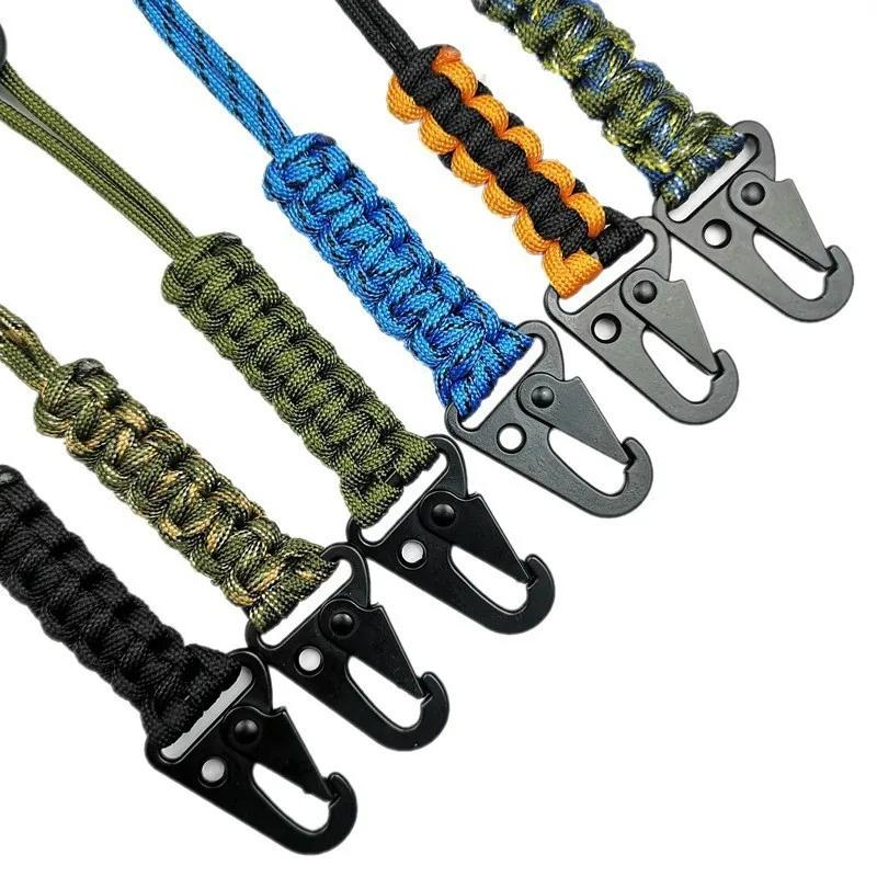 Catena portachiavi con fibbia a forma di aquila, in paracord intrecciato a mano, portatile, per zaino, catena portachiavi, cordino anti-smarrimento