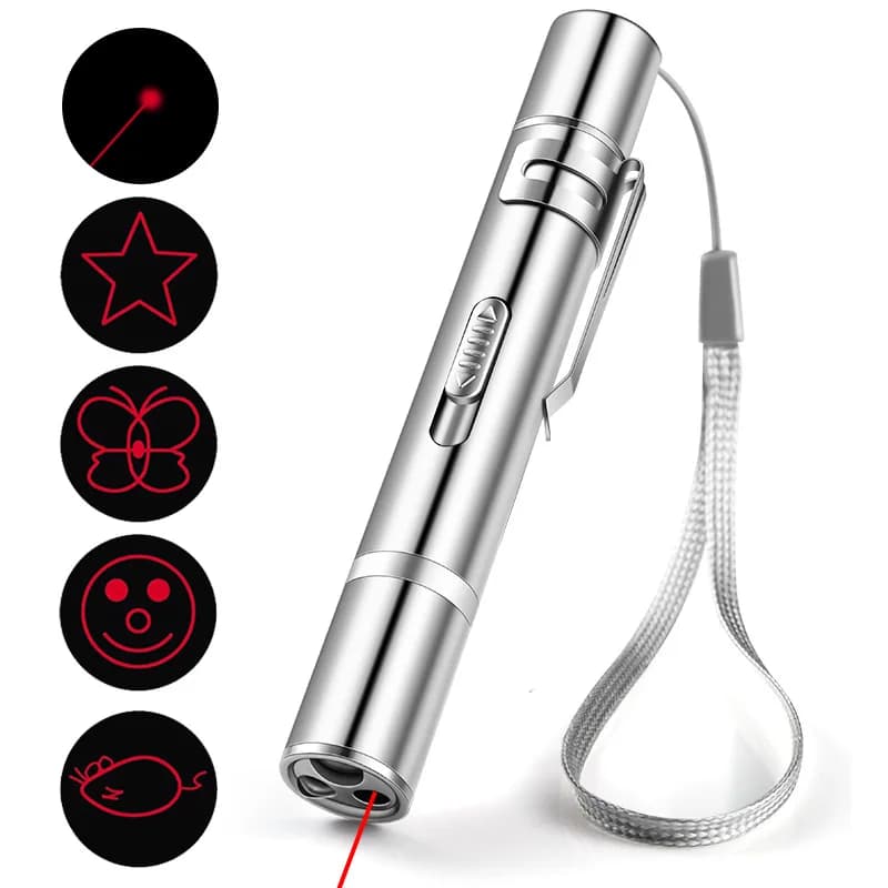 Puntatore laser per giocattoli per gatti con 5 modelli regolabili Ricarica USB Laser per addestramento a lungo raggio Chaser Penna laser per cani giocattolo interattivo