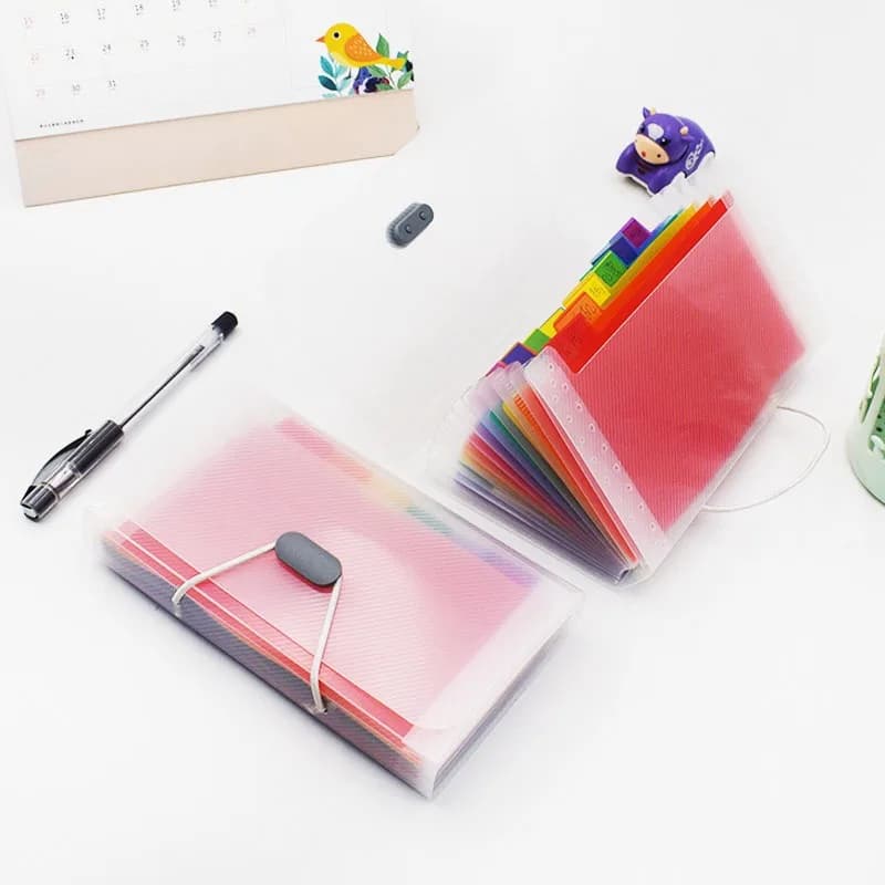 Griglie Mini Organ Bag Pagina interna arcobaleno Cartella di file di grande capacità Organizzatore di archiviazione dati Forniture per l'educazione per ufficio scolastico