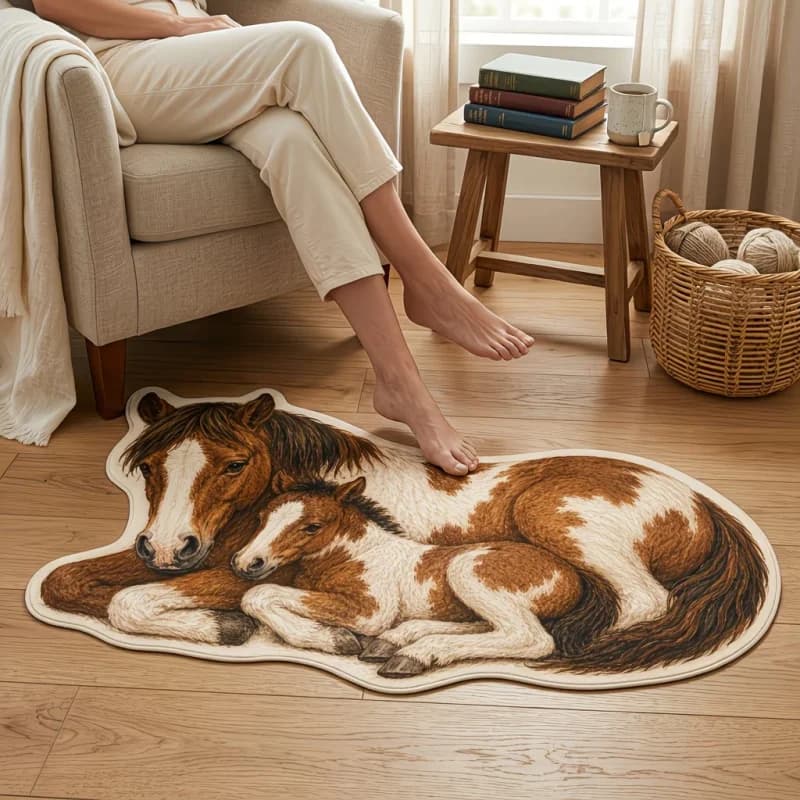 VIKAMA Farm Animal Irregular Contour Plush Rug Soft Anti Slip Indoor Bathroom Vanity Rustic Aesthetic Carpet Home Decor