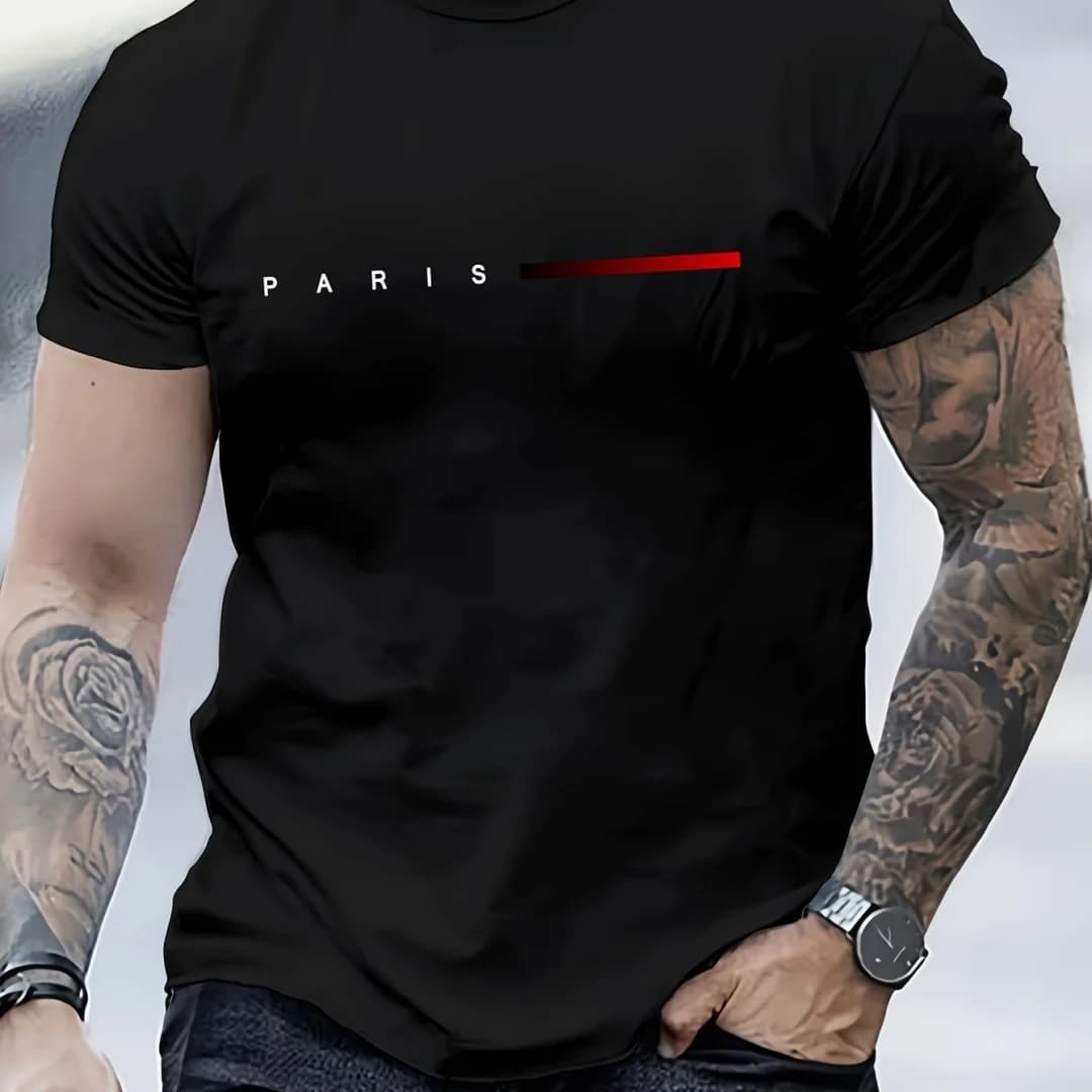 T-shirt da uomo a maniche corte girocollo slim fit casual con stampa di lettere creative allentate estive 100% cotone