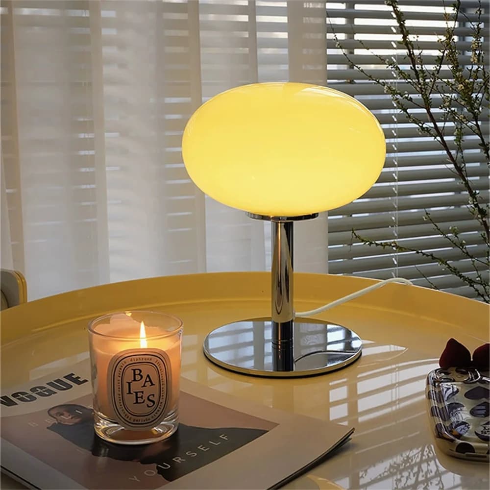 Lamp table lacquer - lacquer Medieval lamp in glass cream Living room Bedroom Studio Atmosphere Simple floor lamp in glass retro House decorations
