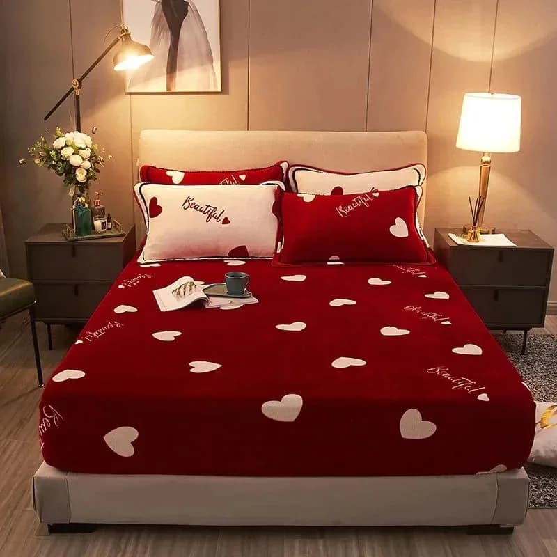 Lenzuolo con angoli stampato in cashmere di visone caldo invernale 25cm coprimaterasso antiscivolo universale lenzuolo king size e federe