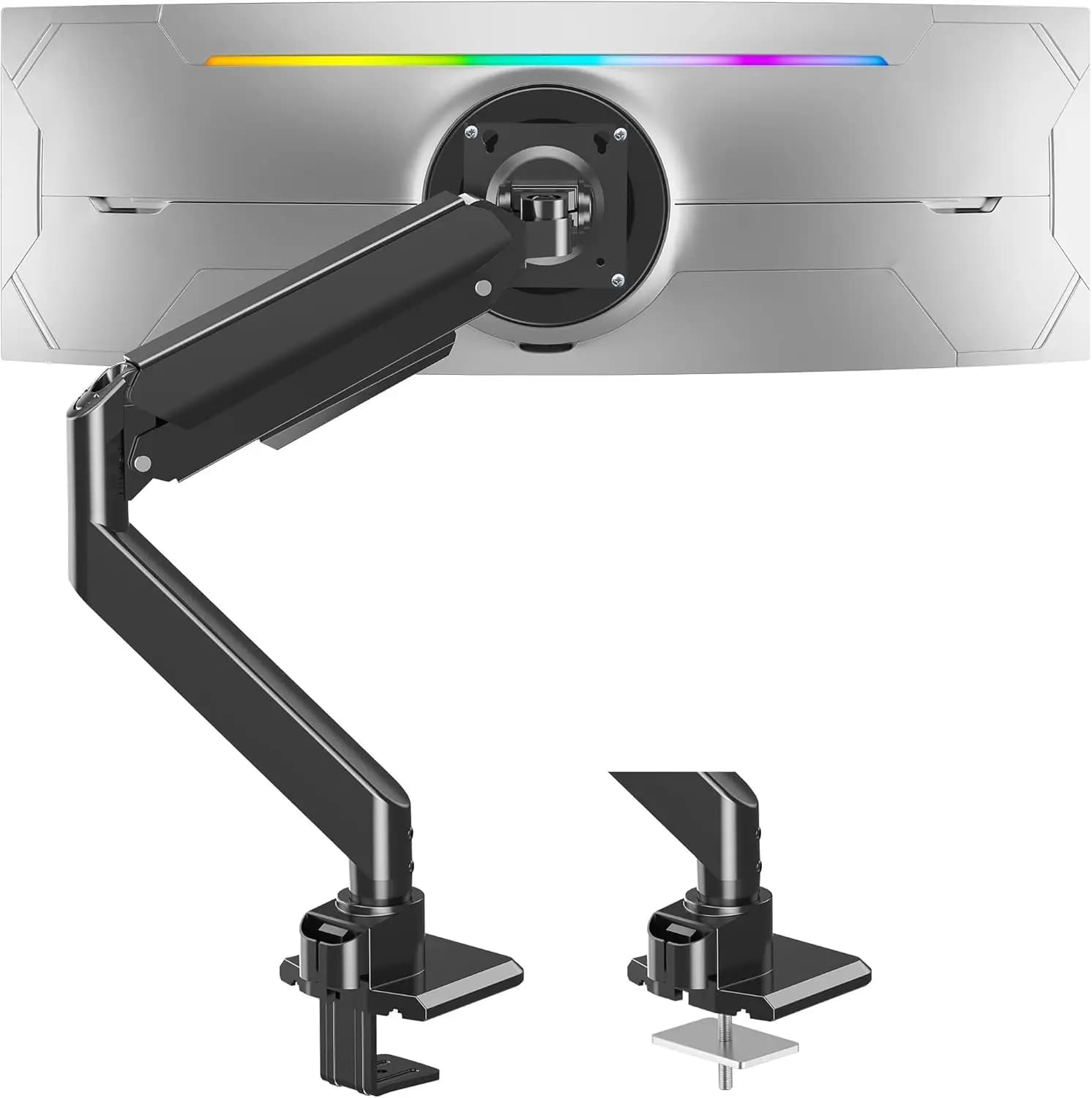 Supporto per monitor resistente per schermi ultrawide da 49 pollici, 2,2-44 libbre, supporto da scrivania a braccio singolo, VESA 75/100