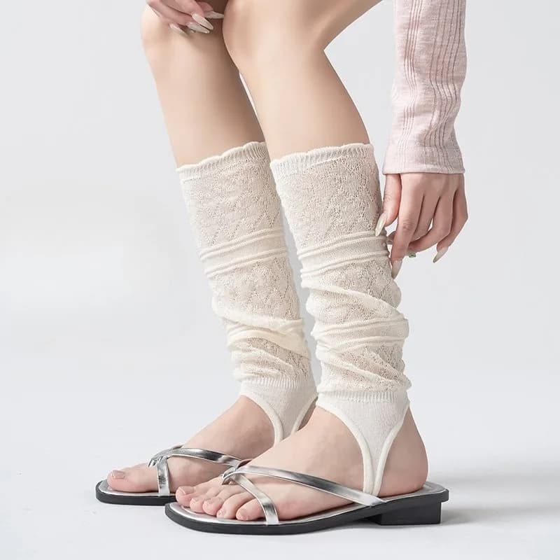 1 Pair Women's Summer Elegant Retro Stacked Socks, Comfortable Breathable Thin Boot Socks Long Socks for Sweet Daily Stacking