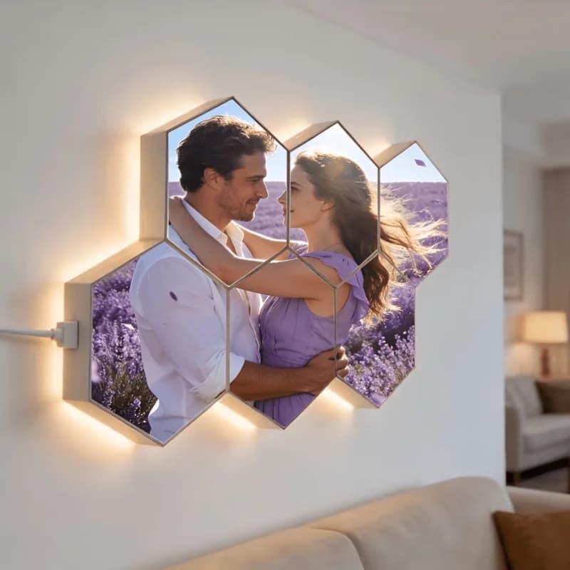LED Custom Photo Lamp, Personalized Pattern Glowing Night Light, Commemorative Gift Lamp, Couple And Family Portrait Commemorative Gift Bedroom Ambient Light
