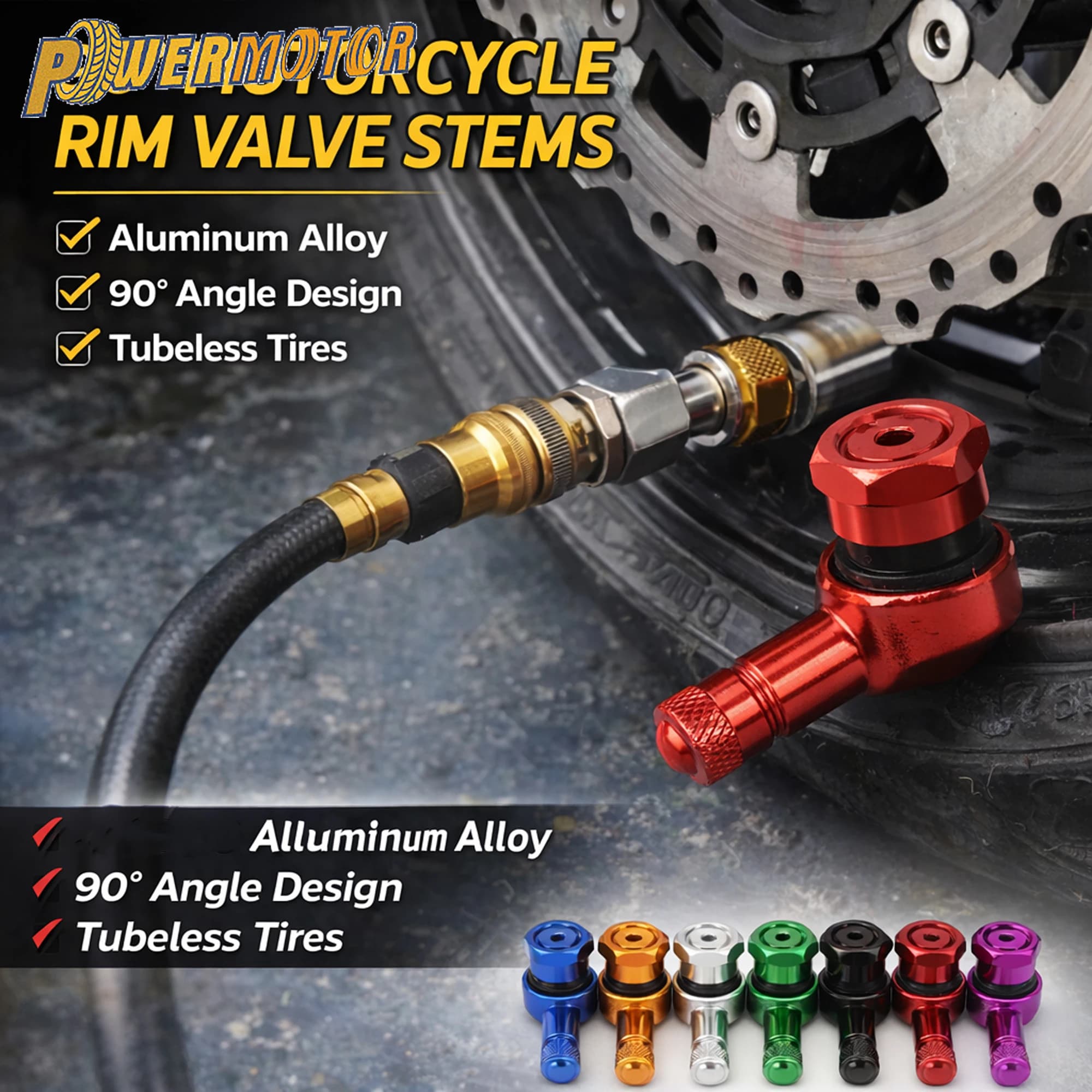 Valvole per pneumatici moto, tappi valvola, copertura valvola aria, valvole tubeless a 90 gradi, parti ruota, alluminio modificato per DirtBike