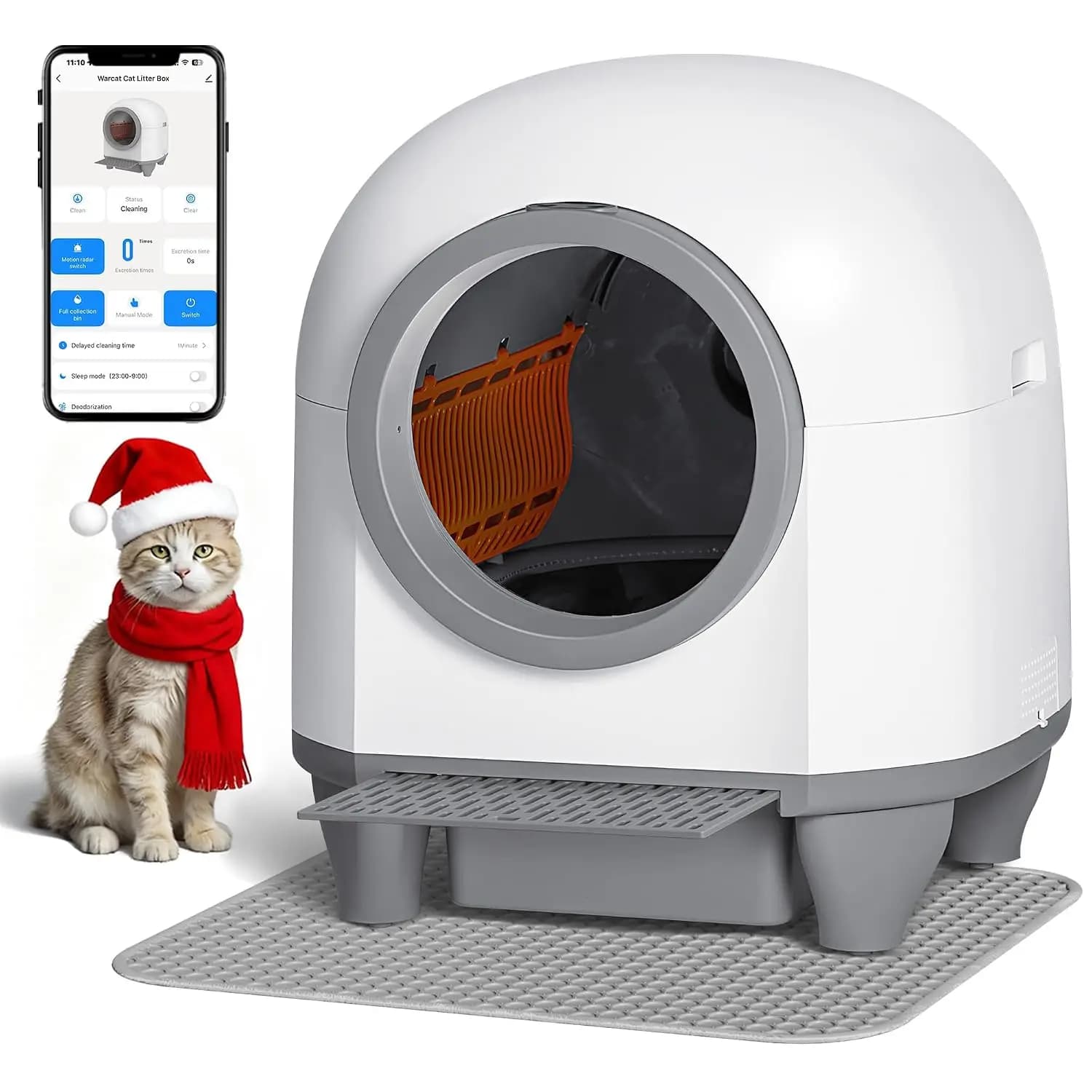 90L Self-Cleaning Cat Litter Box with APP Control & Safety Protection for Multiple Cats, Customized