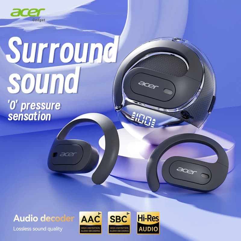 Acer OHR538 Auricolari Wireless Open Ear Bluetooth 5.4, Audio Direzionale, Bassi Potenti, Batteria 16H+, Riduzione del Rumore ENC per le Chiamate