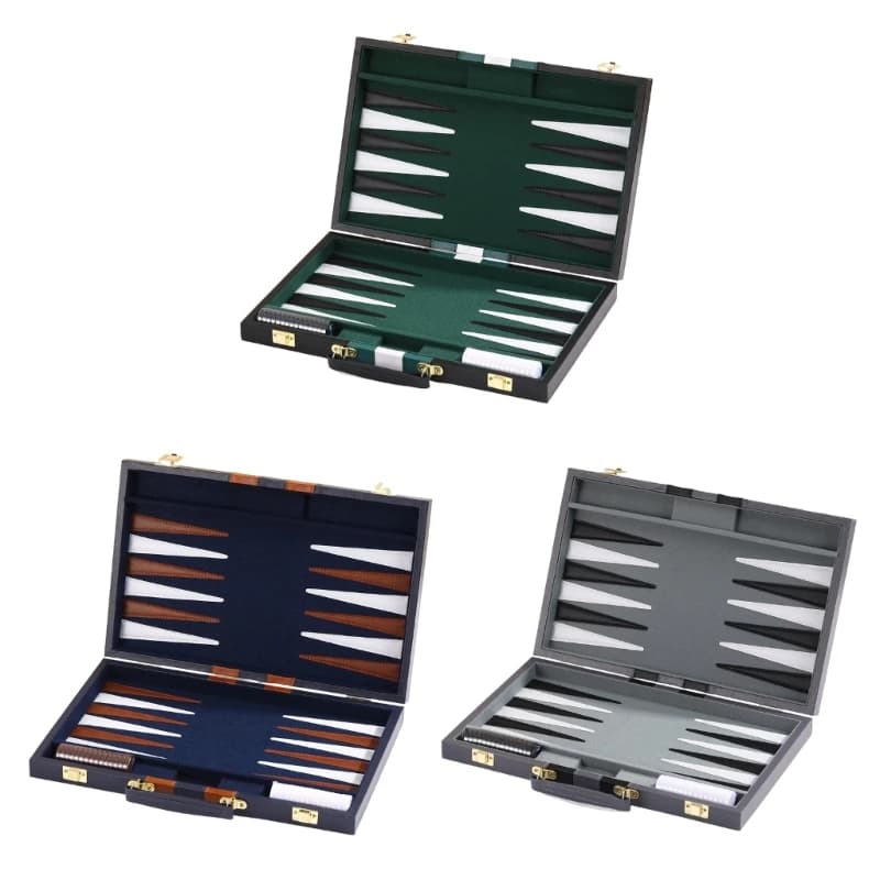 Q84C Waterproof PU Leather Backgammon Board With Full Accessory For Adults And Kids